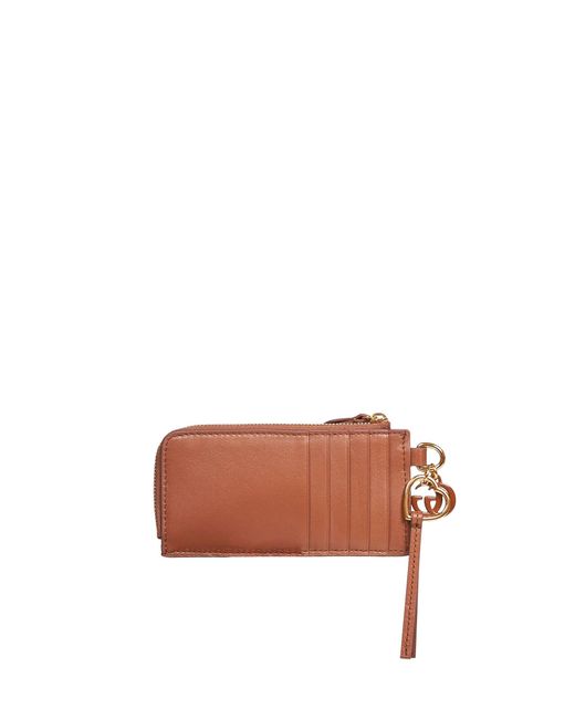 Gucci Brown Card Case With Double G Charm