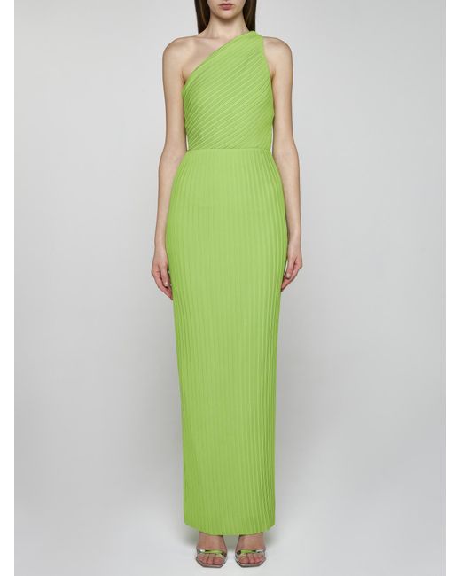 Solace London Green Adira One-shoulder Maxi Dress