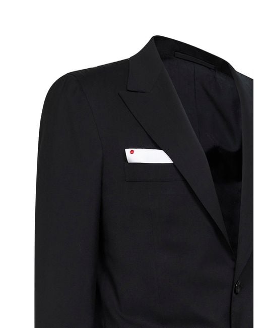 Kiton Black Virgin Wool Single-Breasted Suit for men