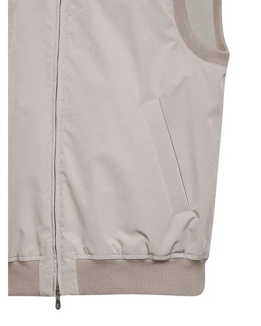Brunello Cucinelli Gray Dove Bonded Nylon Padded Vest for men