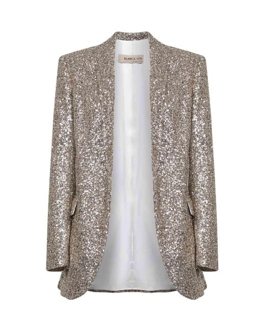 Blanca Vita Gray Sequins Gropsy Jacket
