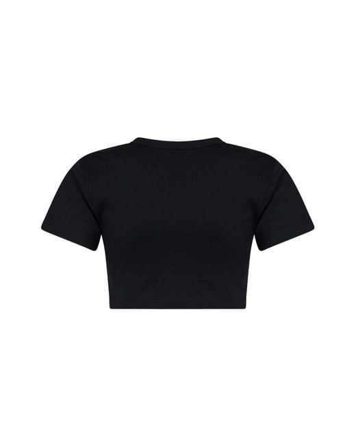 The Attico Black Cotton Jersey Cropped T-Shirt