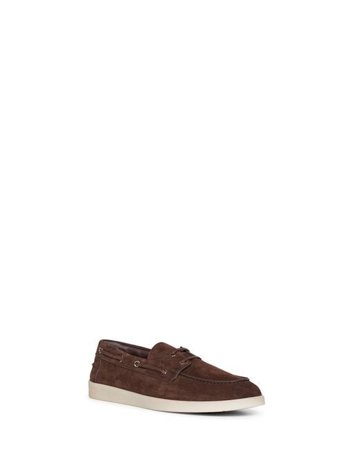 PRADA CALZATURE Brown Dark Suede Boat Shoes for men