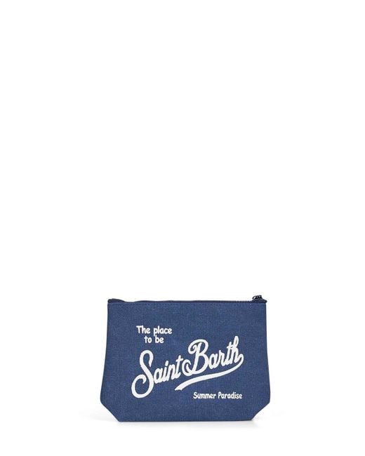 Mc2 Saint Barth Blue Aline Embroidered Clutch Bag for men