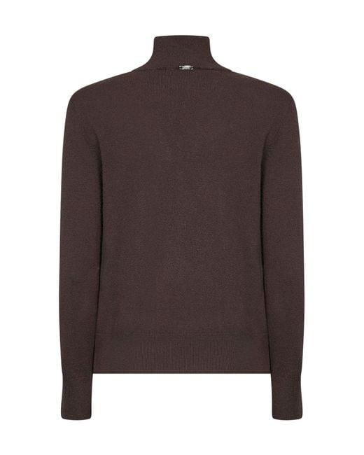 Herno Resort Brown Dark Chocolate Carded Wool Resort Sweater With Cut-Out