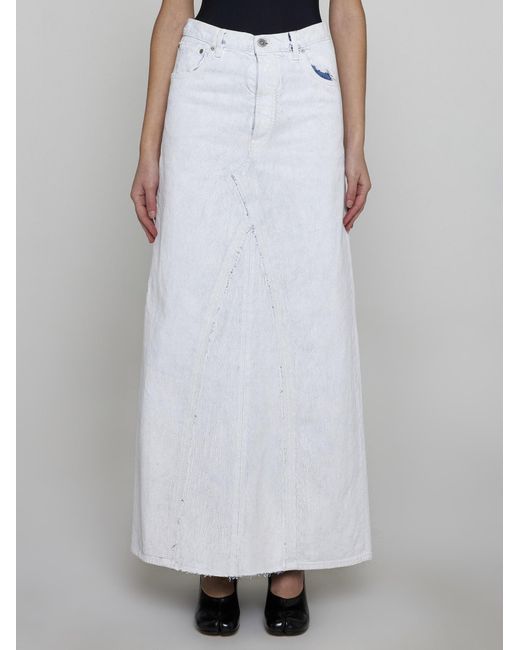Maison Margiela White Long Denim Skirt
