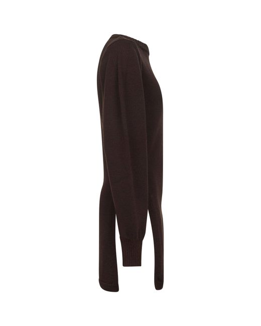 Lemaire Black Wool Long Sweater With Slits