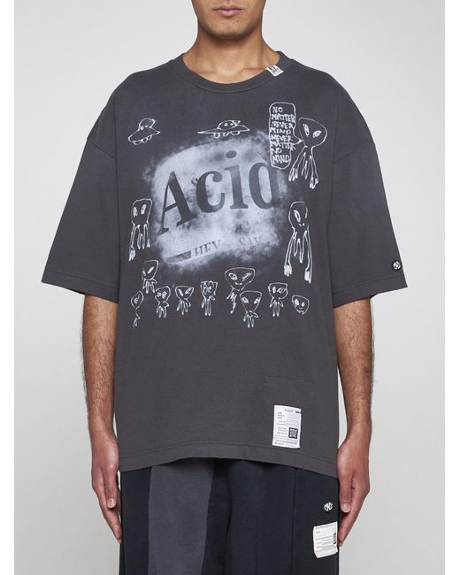 Maison Mihara Yasuhiro Black Distressed Acid Cotton T-shirt for men