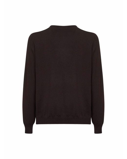 D 40 Black Virgin Wool Knit Crewneck Sweater for men