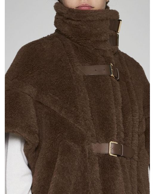 Max Mara Rodano Teddy Fabric Cape in Brown | Lyst