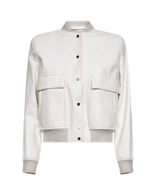 Salvatore Santoro White Egg Plongé Nappa Leather Bomber Jacket
