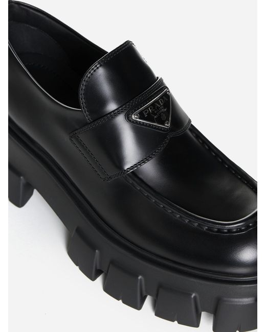 Prada Black Monolith Leather Loafers