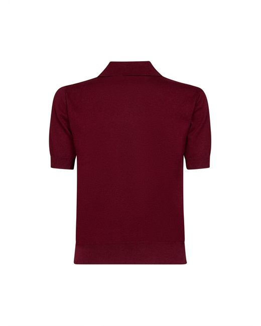Max Mara Red Burgundy Knit Smmpomposa Polo Shirt