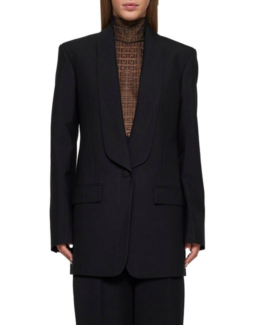 Blazer Misto Lana A Righe Lame' di Givenchy in Blue