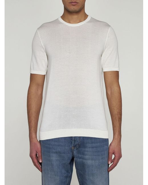 Roberto Collina White Cotton Knit T-shirt for men