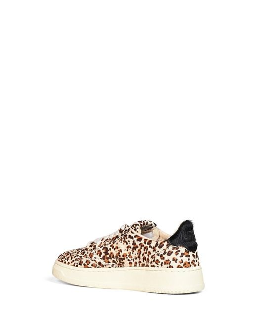 Autry White Leopard-Print Calf Hair Medalist Low Sneakers