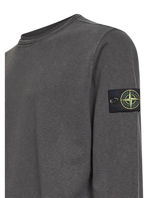 Stone Island Gray Charcoal Slub-Effect Malfilé Cotton Sweatshirt for men
