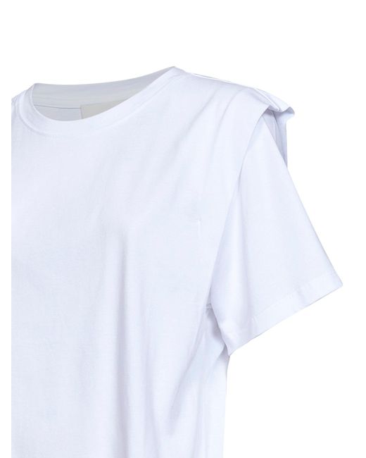 Isabel Marant White Cotton Jersey Zelitos T-Shirt With Shoulder Pads