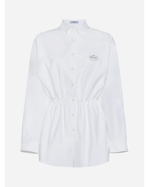 Prada White Cotton Shirt Playsuit
