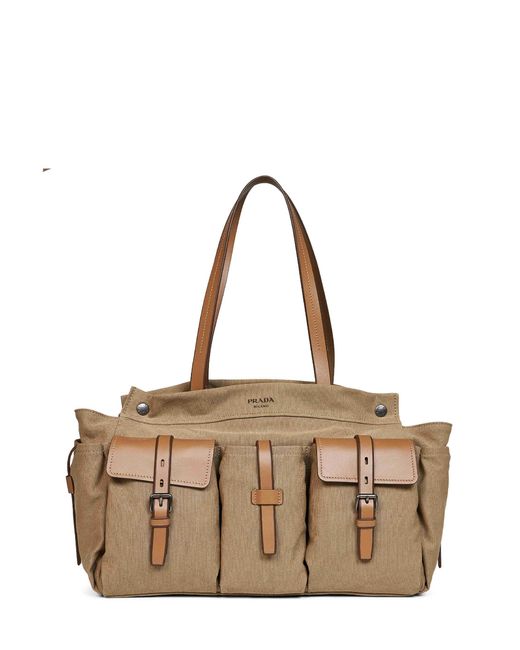 PRADA VIAGGIO Natural Khaki Prada Route Shopping Bag for men
