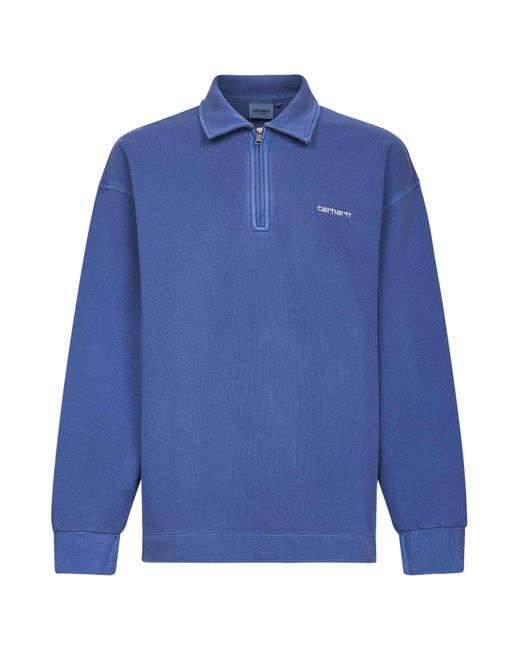 Carhartt Blue Piquescript Polo-Like Sweatshirt for men
