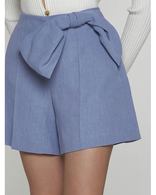 Chloé Blue Bow Linen Shorts