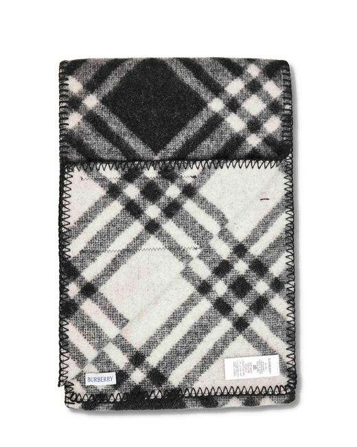 Burberry Black Check Wool Scarf for men