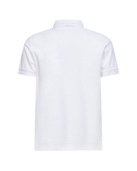 Burberry White Cotton Pique Polo Shirt With Ekd Embroidery for men