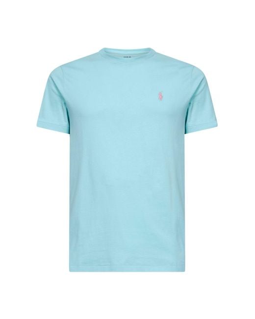 Polo Ralph Lauren Blue New Aqua Jersey Custom Slim-Fit Crewneck T-Shirt for men