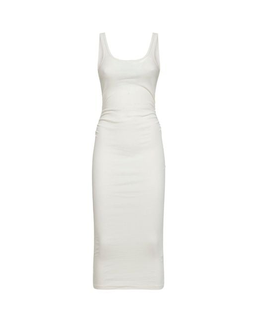 Mc2 Saint Barth White Ribbed Jersey Jennifer Midi Tank Dress