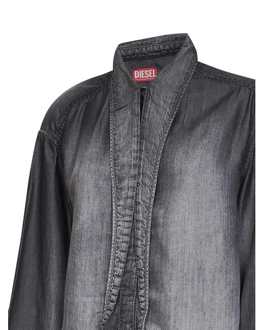 DIESEL Gray Coated Fluid Denim De-Arven-S Shirt
