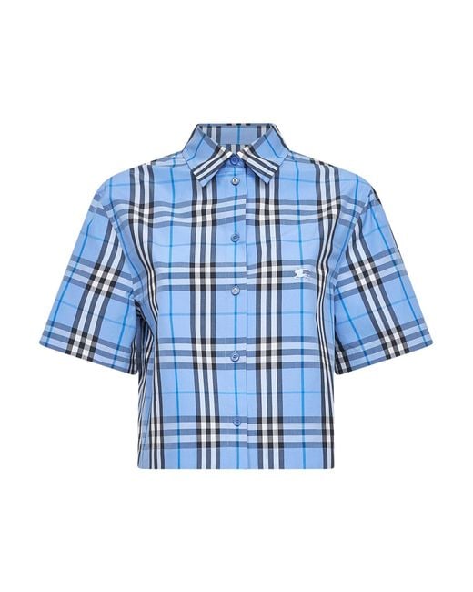 Burberry Blue Cropped Cotton Shirt