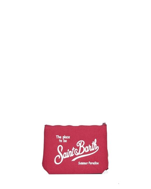 Mc2 Saint Barth Burgundy Aline Embroidered Clutch Bag for men