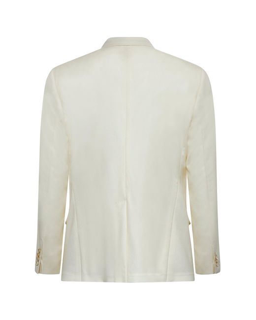 Dolce & Gabbana White Flannel Double-Breasted Blazer for men