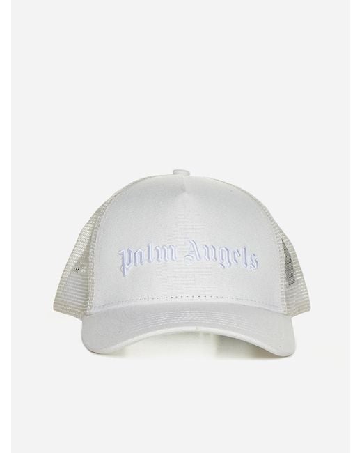 Palm Angels White Cotton And Mesh Trucker Cap for men