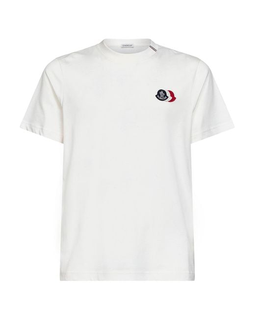 Moncler White Natural Cotton Jersey Logo T-Shirt for men