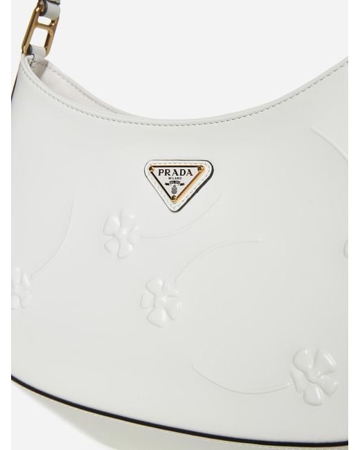 Prada White Cleo Floral Leather Bag
