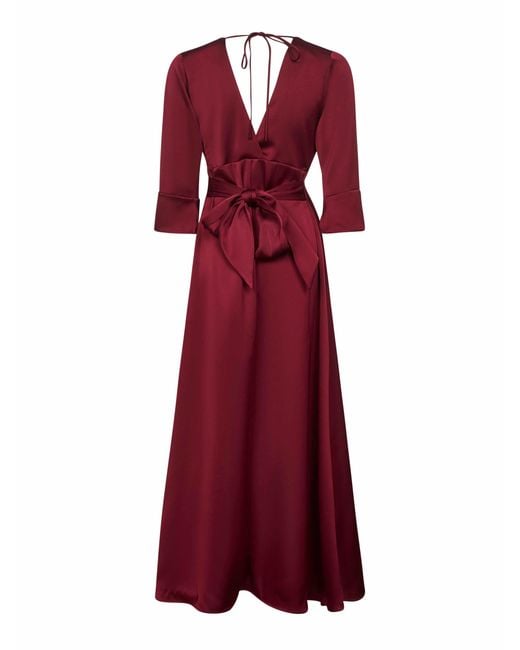 Blanca Vita Red Burgundy Satin Albox Long Dress