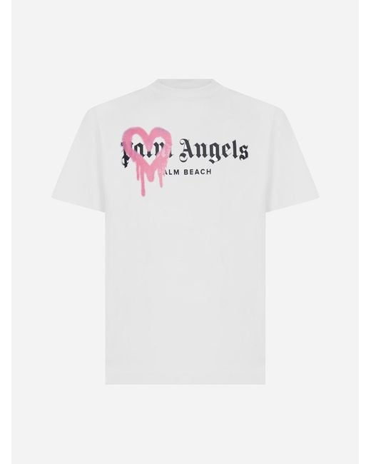 Palm Angels White Palm Beach Heart Cotton T-shirt