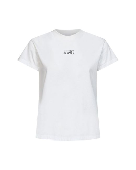 MM6 by Maison Margiela White Cotton Jersey Numeric T-Shirt