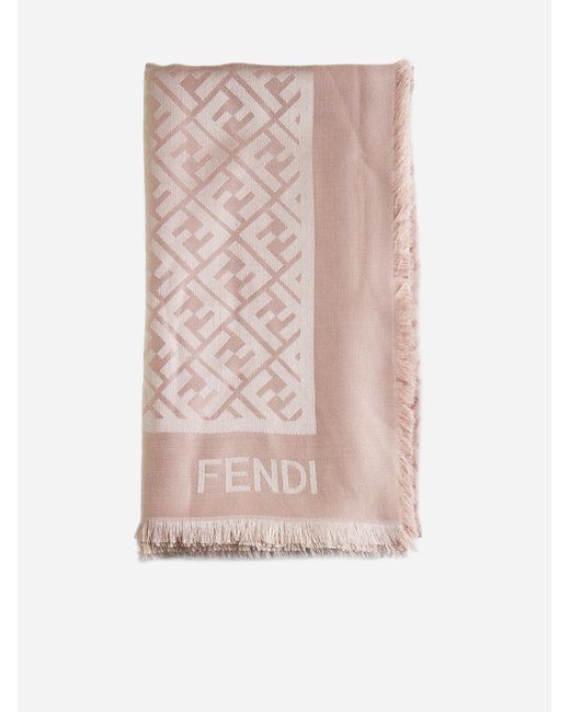 Fendi Pink Ff Silk And Wool Shawl