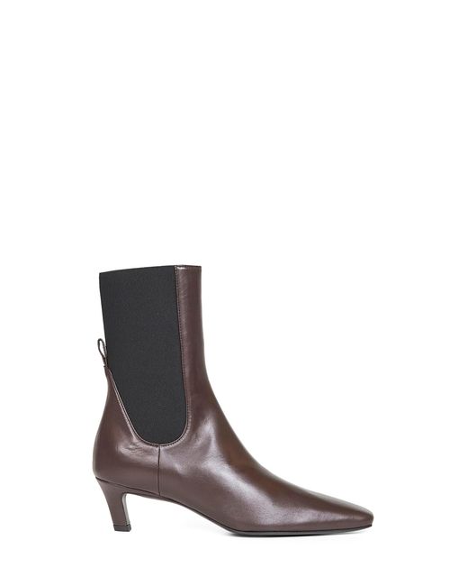 Totême  White Leather Mid-Heel Ankle Boots