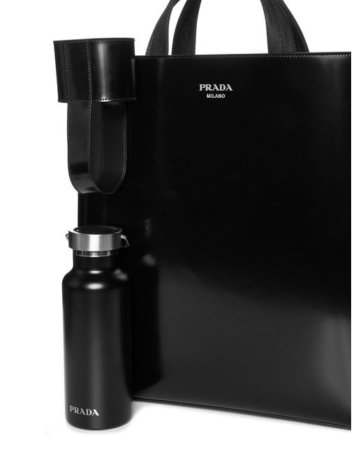 PRADA VIAGGIO Black Shopping Bag With Water Bottle for men