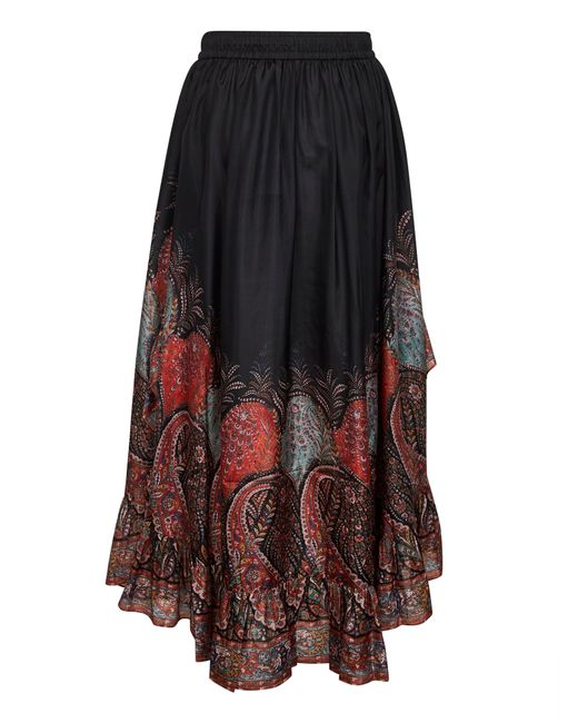 Zimmermann Multicolor Paisley Habotai Silk Rhiannon Maxi Skirt