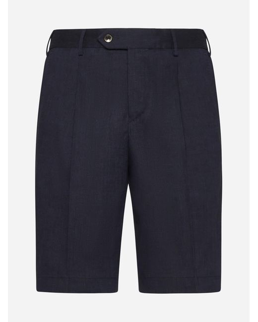 PT Torino Blue Linen Shorts for men