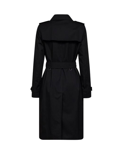 Burberry Black Heritage Kensington Long Trench Coat
