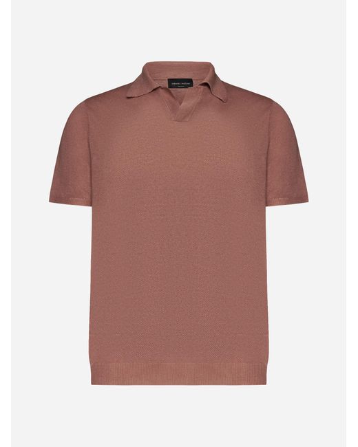 Roberto Collina Red Piquet Cotton Knit Polo Shirt for men