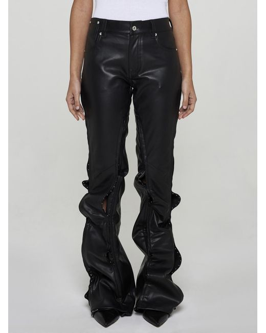 Y. Project Black Faux Leather Trousers