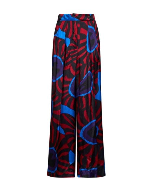 Dries Van Noten Blue Marbled Clay-Print Twill Pamplona Wide Trousers