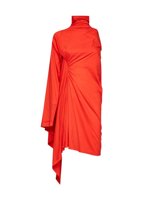 Balenciaga Red Sunset Draped Midi Dress